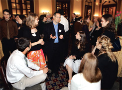 Students chat with alumni and administrators